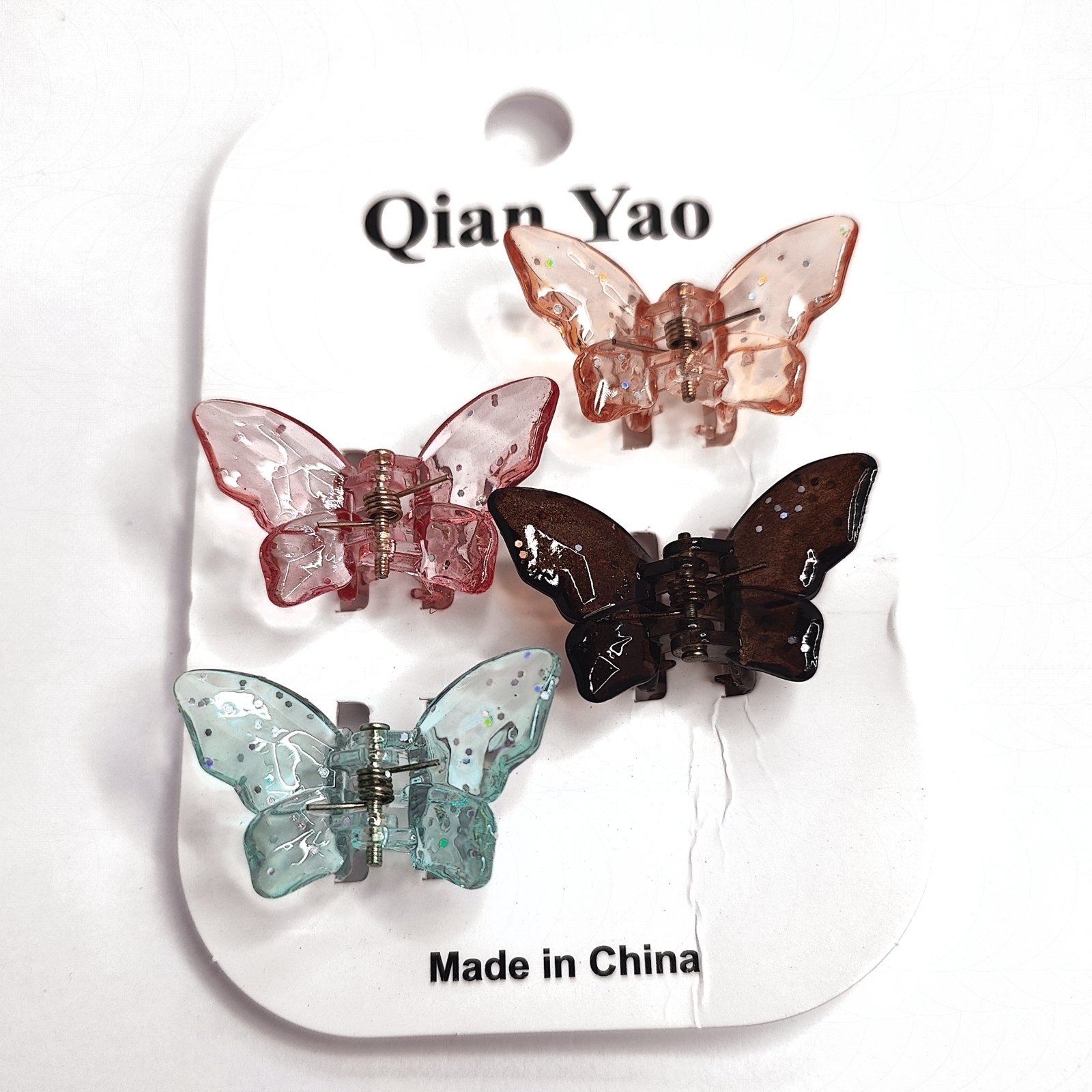 Set of 4 Vibrant Butterfly Sparkly Glitter Transparent Hair Clutchers - Image 6