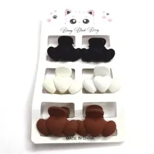 Set of 6 Mini Heart Hair Clutchers - 3 Pastel Colors