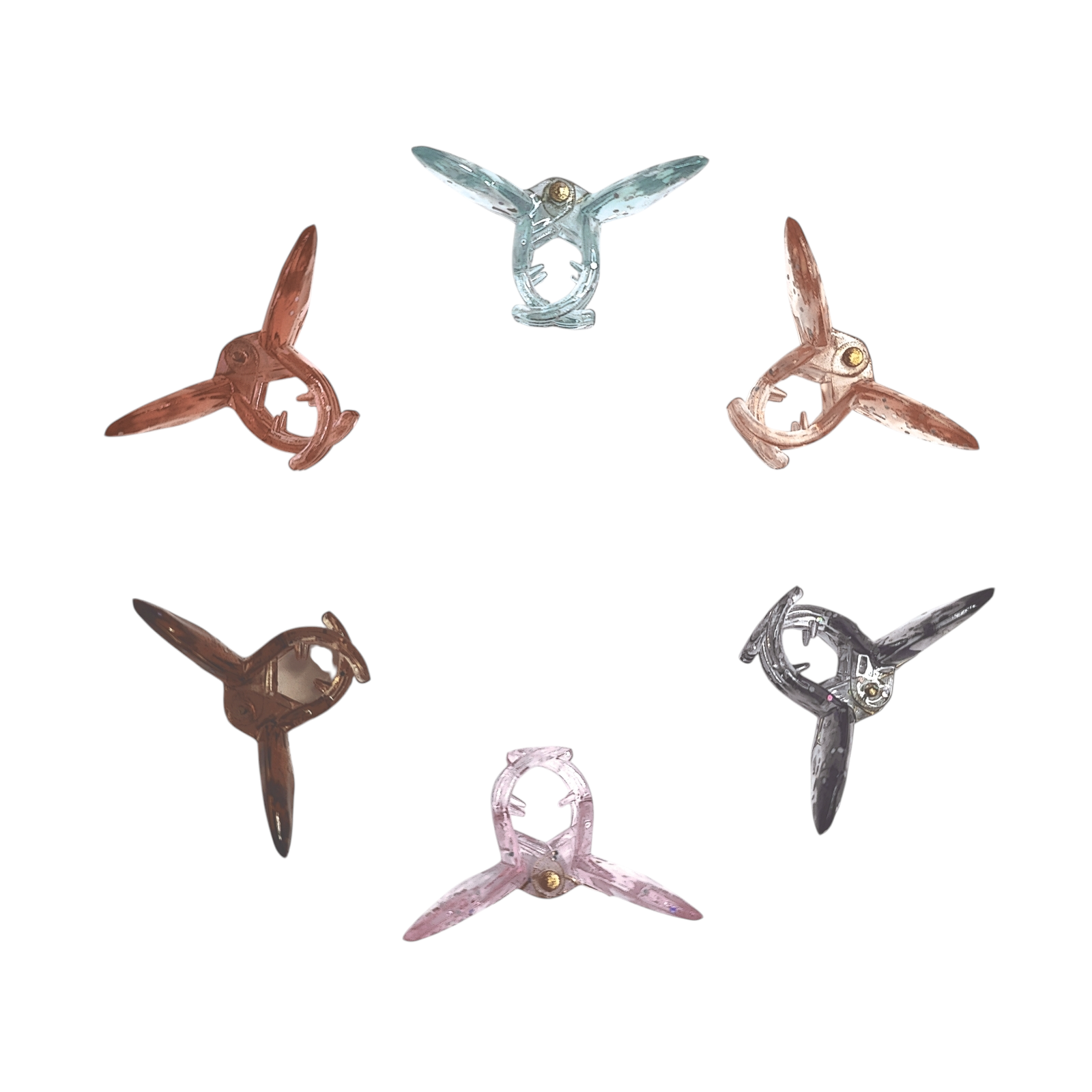 Set of 6 Mini Butterfly Sparkly Glitter Transparent Hair Clutchers - Image 4