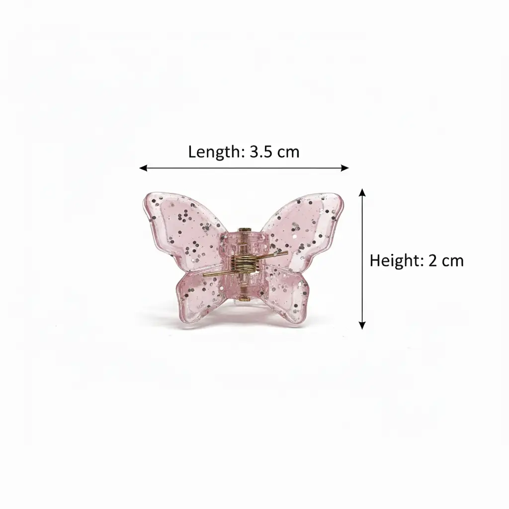 Set of 6 Mini Butterfly Sparkly Glitter Transparent Hair Clutchers - Image 2
