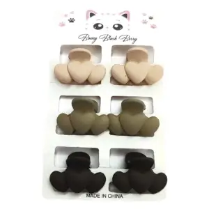 Set of 6 Mini Heart Hair Clutchers – 3-Color Pastel