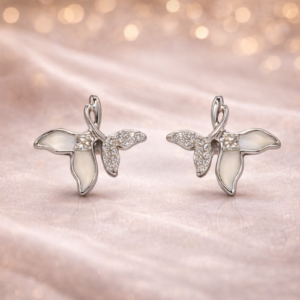 Crystal & Pearl Finish Korean Style Stud Earrings